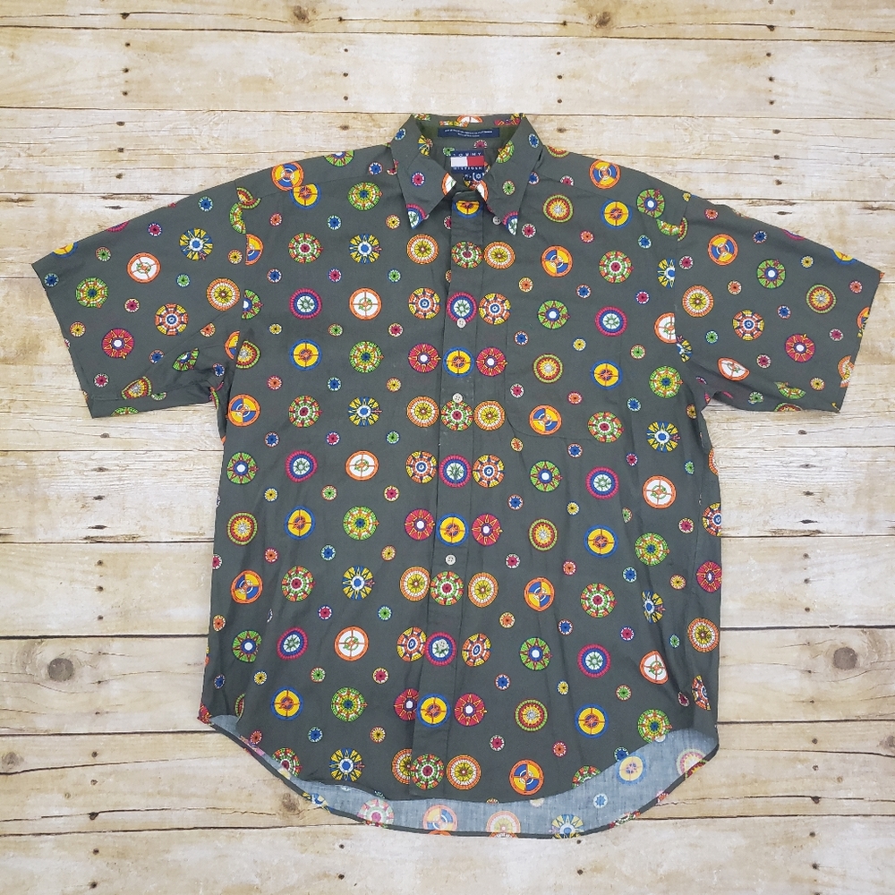 Vintage 90s Tommy Hilfiger Compass button shirt